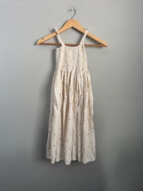Girls' Cream Sundress linen blend Rylee and cru